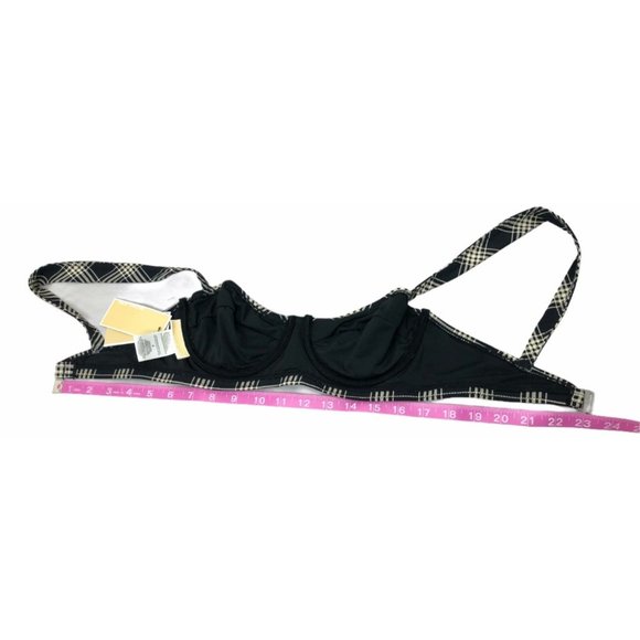 Michael Kors Bra Only Black Beige Sedona Plaid Size 4 NWT Underwire Top White - Picture 9 of 12
